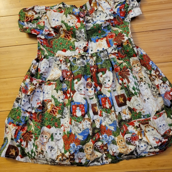 Hand Crafted Other - Beautiful Handmade Christmas cats kids dress 24 months.